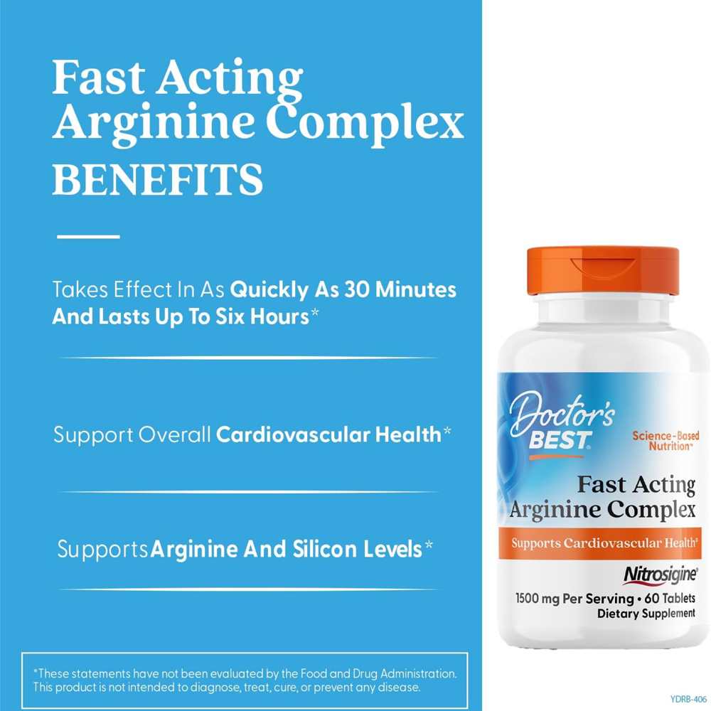 Doctor's Best Fast Acting Arginine Complex, 1500 Mg per Serving, 60 Tablets thumbnail 2