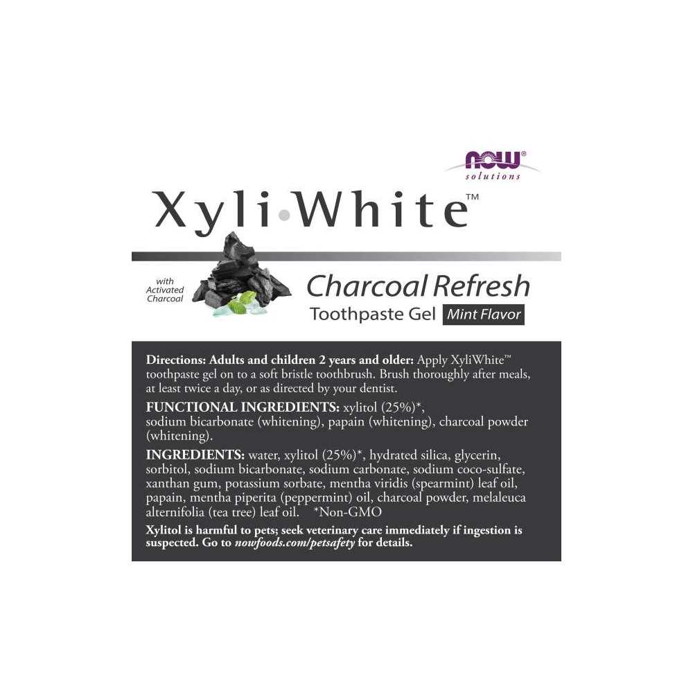Now Foods Xyli White™ Charcoal Refresh Toothpaste Gel –– 181 G thumbnail 2