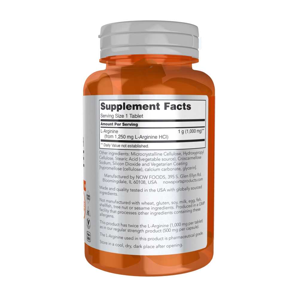 Now Sports L-Arginine 1000 Mg – Double Strength Nitric Oxide Precursor – Muscle Performance Support – 60 Tablets thumbnail 3