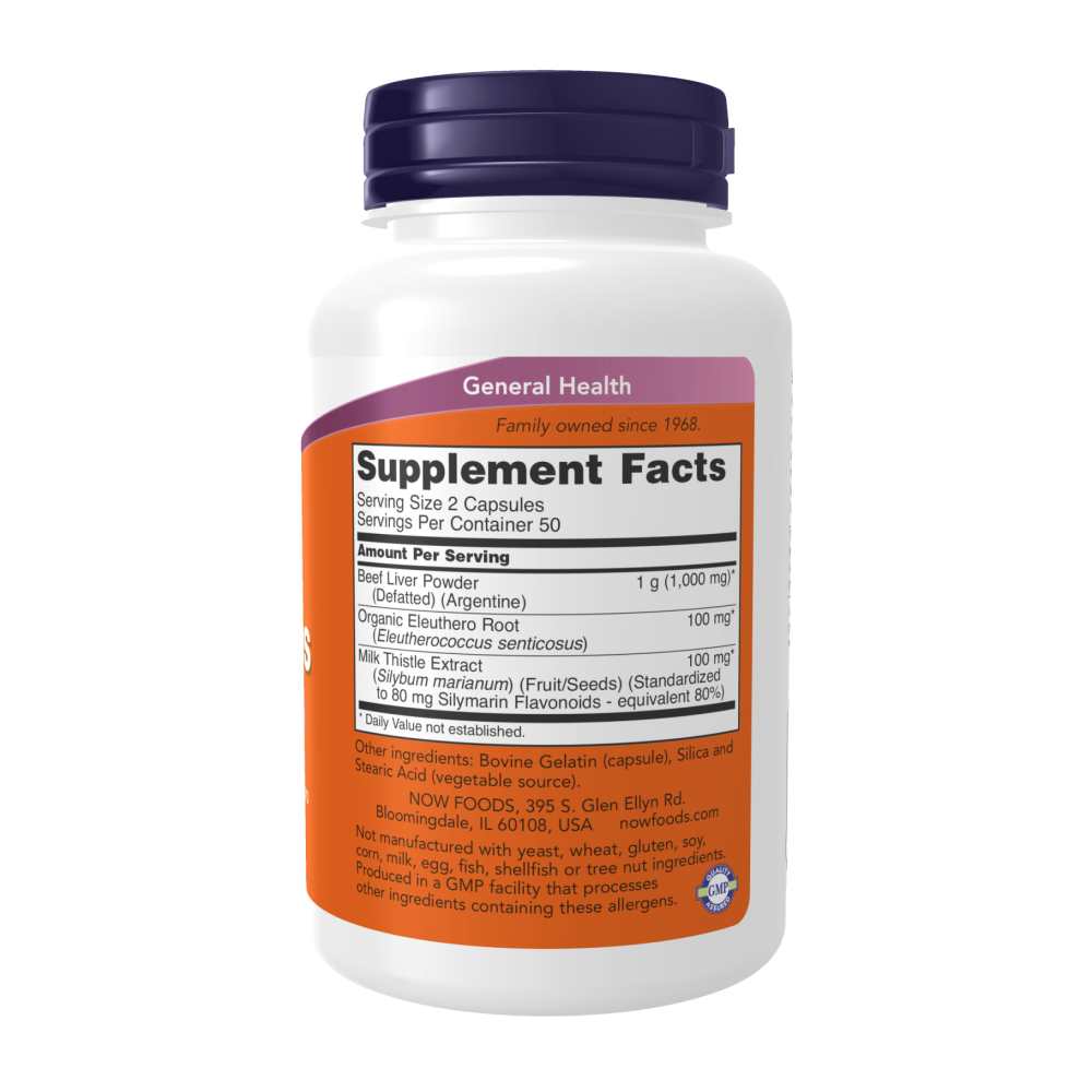 Now Foods Liver Caps – Argentine Beef Liver with Milk Thistle & Eleuthero for Liver Health Support – 100 Capsules thumbnail 2