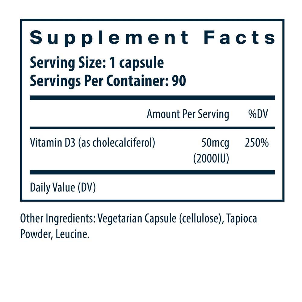 Vital Nutrients Vitamin D3 2000 Iu 90 Caps thumbnail 2