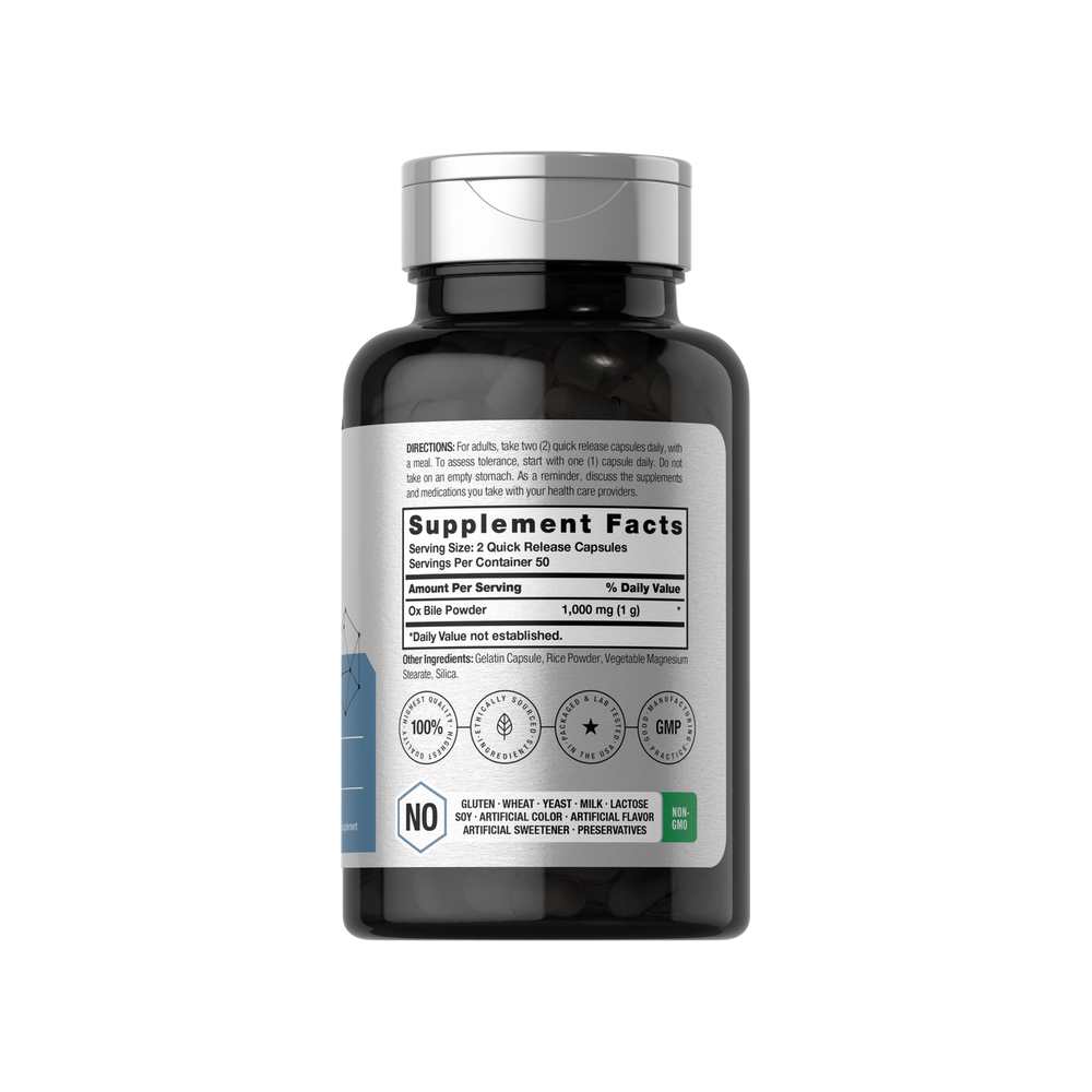 Horbäach Ox Bile 1000mg per Serving | 100 Capsules thumbnail 2