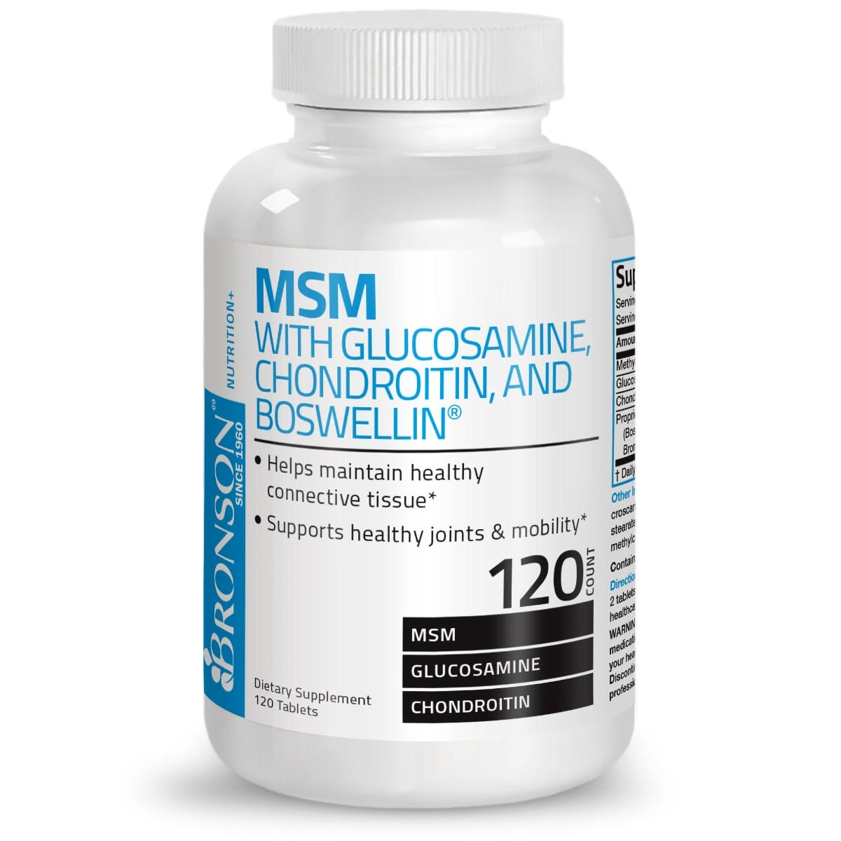 Bronson Vitamins Msm with Glucosamine, Chondroitin, Boswellin® 120 Tabs thumbnail 2