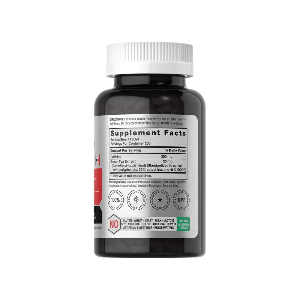 Horbäach Caffeine Pills 200mg | with Green Tea | 200 Tablets thumbnail 2