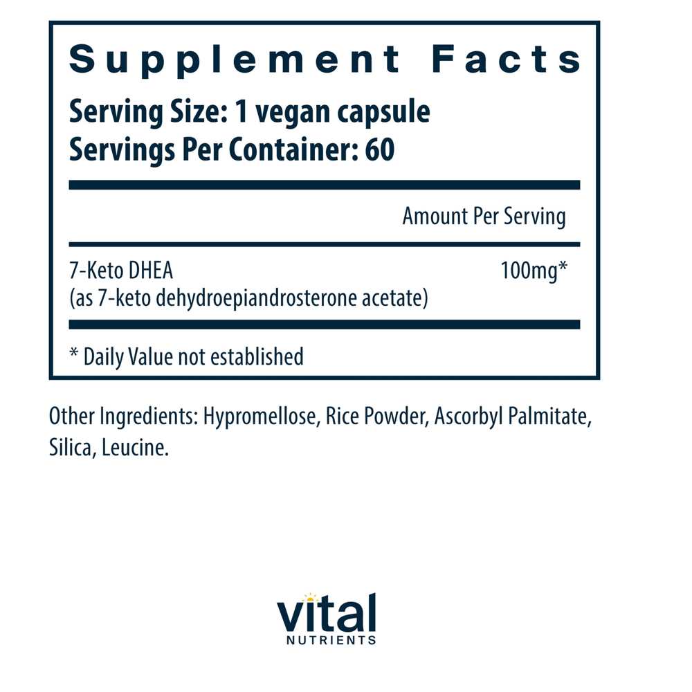 Vital Nutrients 7-Keto Dhea 100mg 60 Caps thumbnail 2
