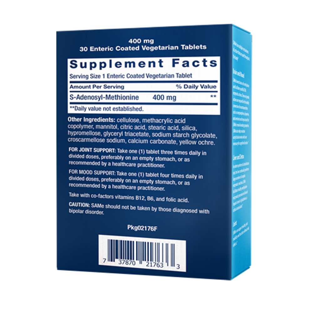 Life Extension Sa Me S-Adenosyl-Methionine 400 Mg, 30 Enteric-Coated Vegetarian Tablets thumbnail 3