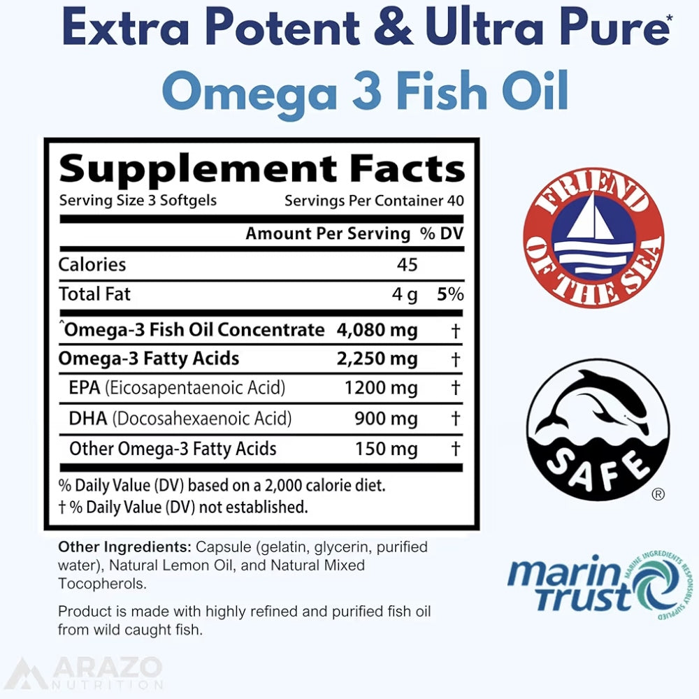 Arazon Nutrition Omega 3 Fish Oil 4,080mg thumbnail 4