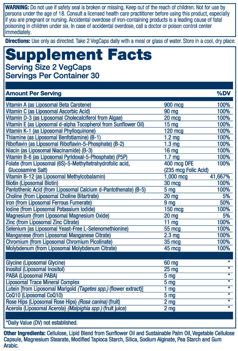 Solaray Liposomal Multivitamin Universal 60 Caps thumbnail 2