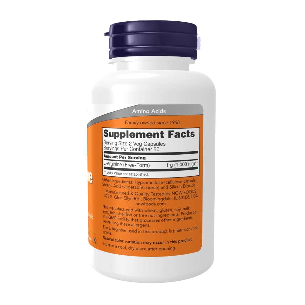 Now Foods L-Arginine 500 Mg – Nitric Oxide Precursor & Amino Acid Support – 100 Veg Capsules thumbnail 2