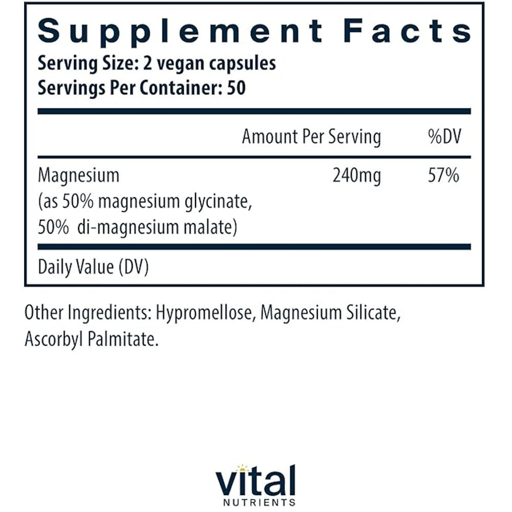 Vital Nutrients Magnesium Glycinate + Malate – Stress & Sleep Support thumbnail 2