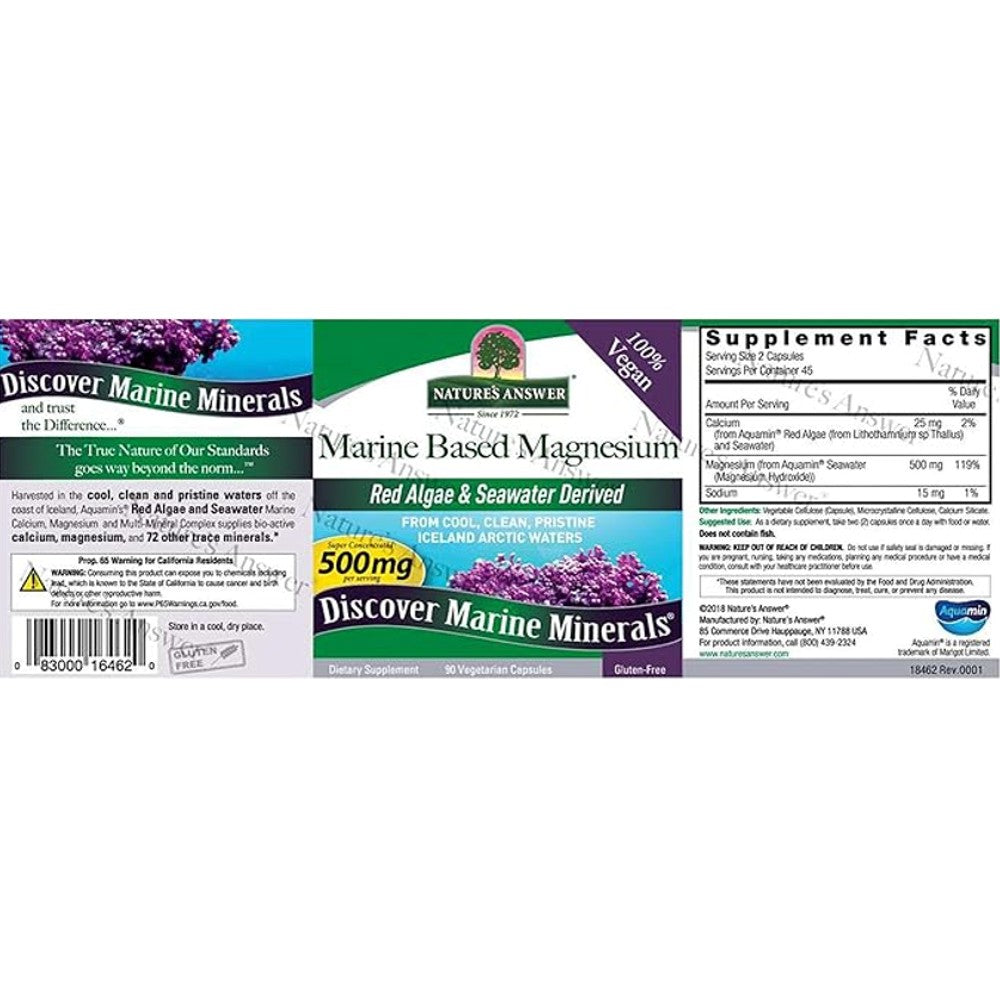 Nature's Answer Marine Based Magnesium 500mg – Red Algae & Seawater Formula thumbnail 2