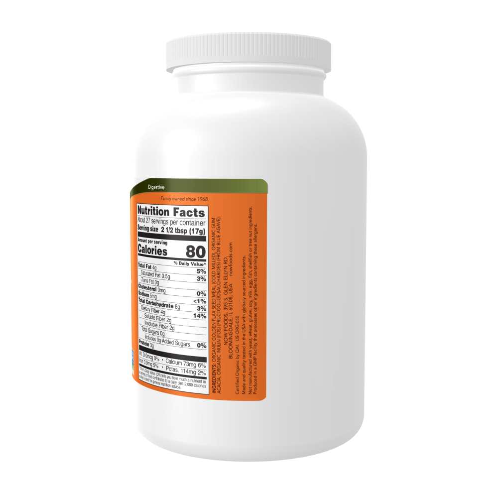 Now Foods Fiber-3 Powder – Certified Organic Soluble Fiber with Fos – 16 Oz (454 G) thumbnail 2