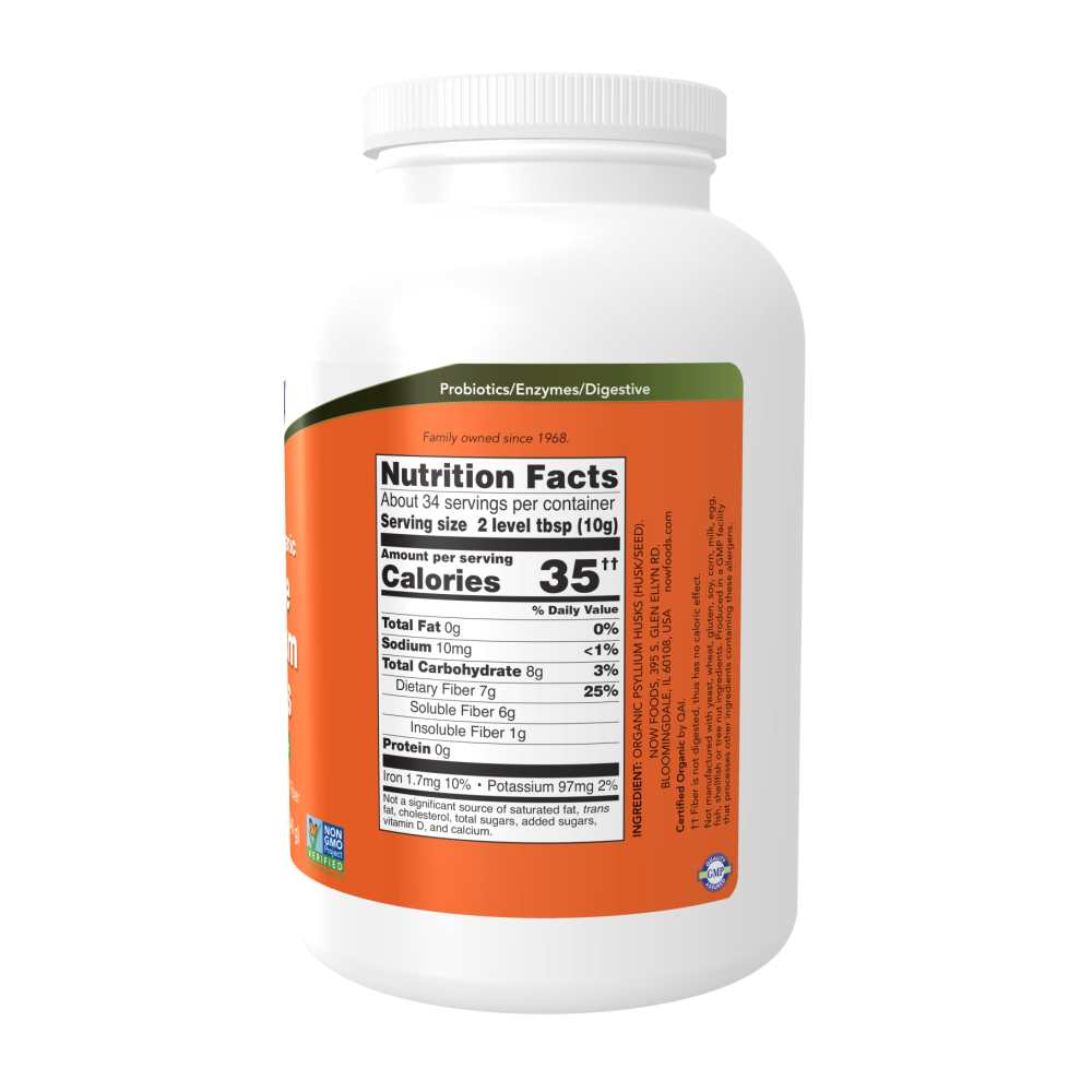 Now Foods Organic Whole Psyllium Husks – Soluble Fiber for Digestive Health – 340g (12 Oz) thumbnail 2