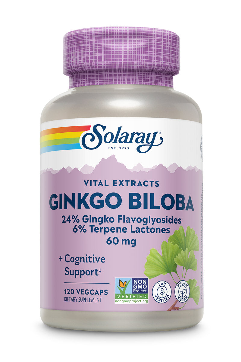 Solaray Ginkgo Biloba Leaf Extract 60mg 60 Caps thumbnail 2