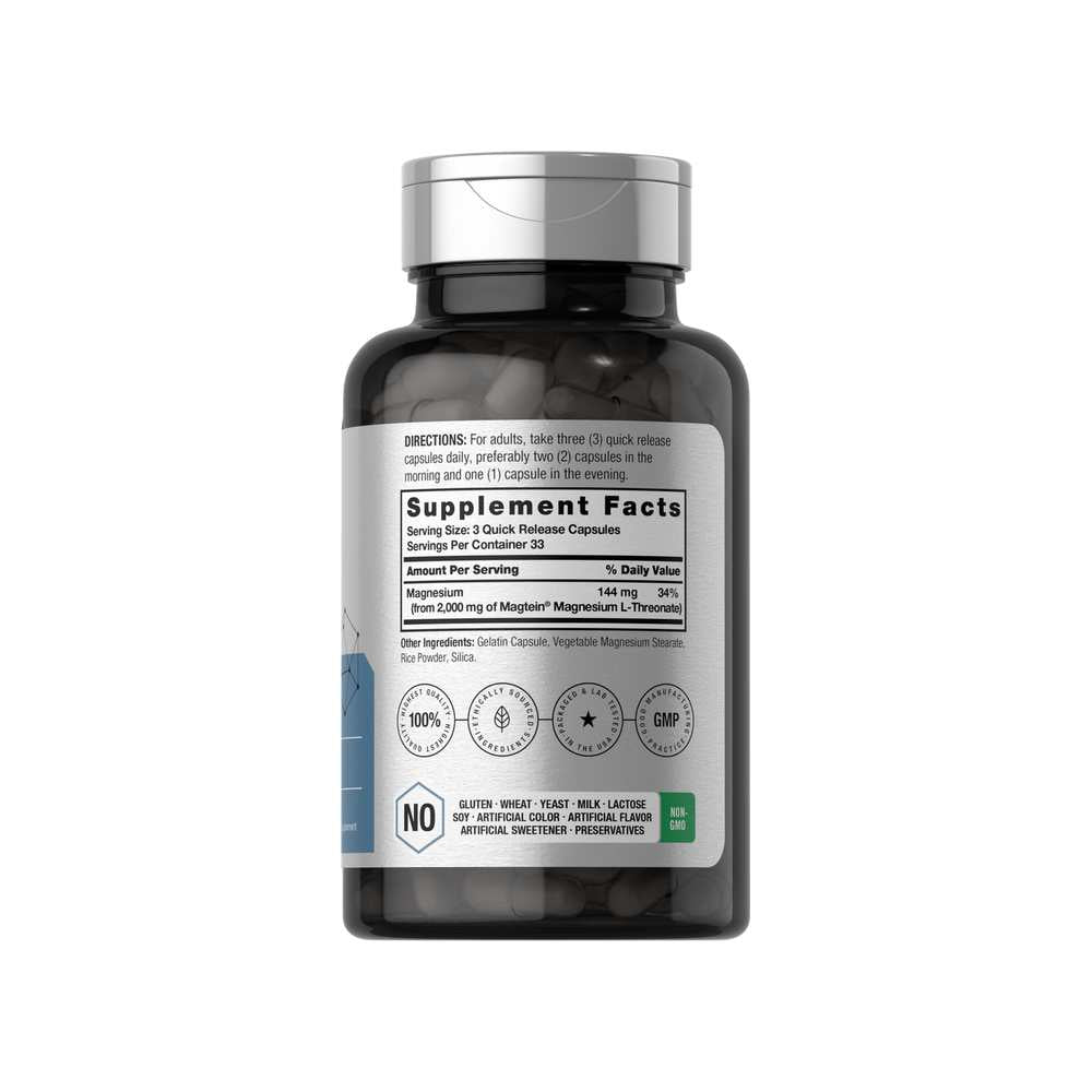 Horbäach Magnesium L-Threonate 2000mg per Serving | 100 Capsules thumbnail 2