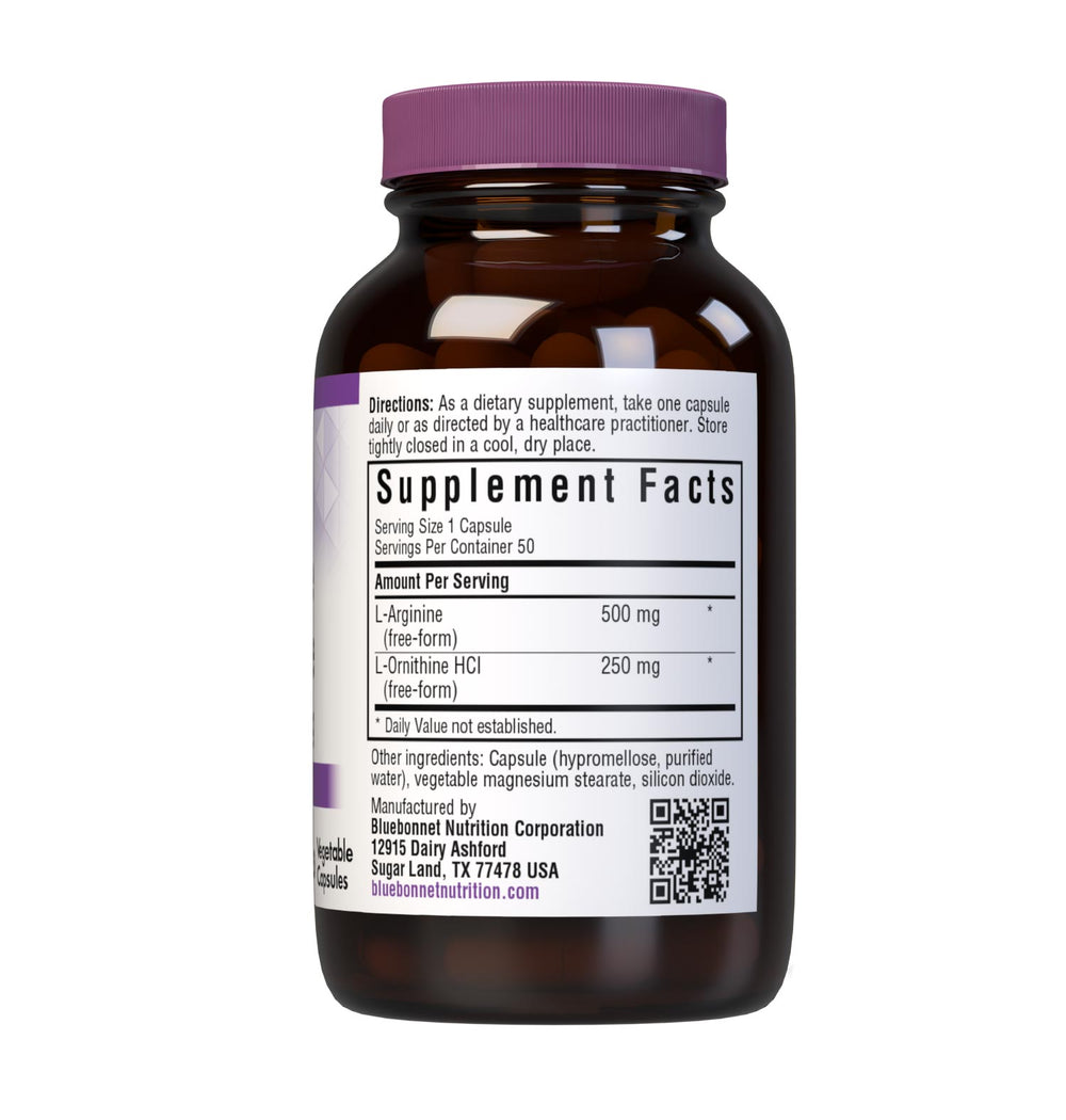 Bluebonnet Nutrition L-Arginine L-Ornithine 500 Mg/250 Mg 50 Caps thumbnail 3
