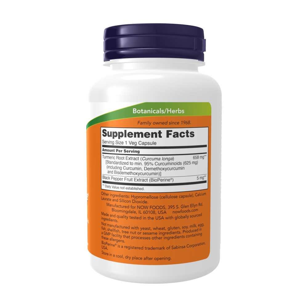 Now Foods Turmeric Curcumin with Bio Perine – 95% Curcuminoids for Immune Support & Absorption – 90 Veg Capsules thumbnail 2