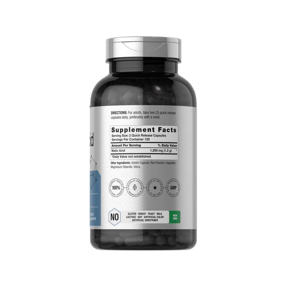 Horbäach Malic Acid 1200mg per Serving | 250 Capsules thumbnail 2