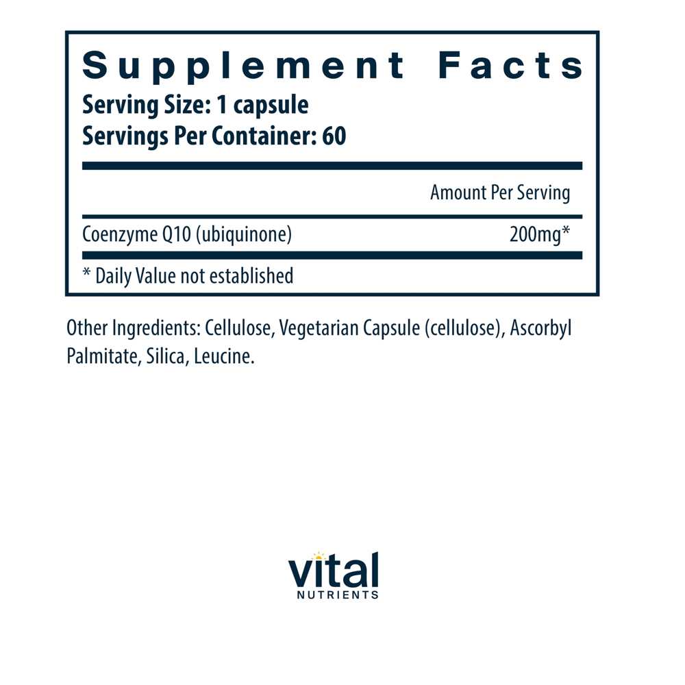 Vital Nutrients Co Enzyme Q10 200mg 60 Caps thumbnail 2