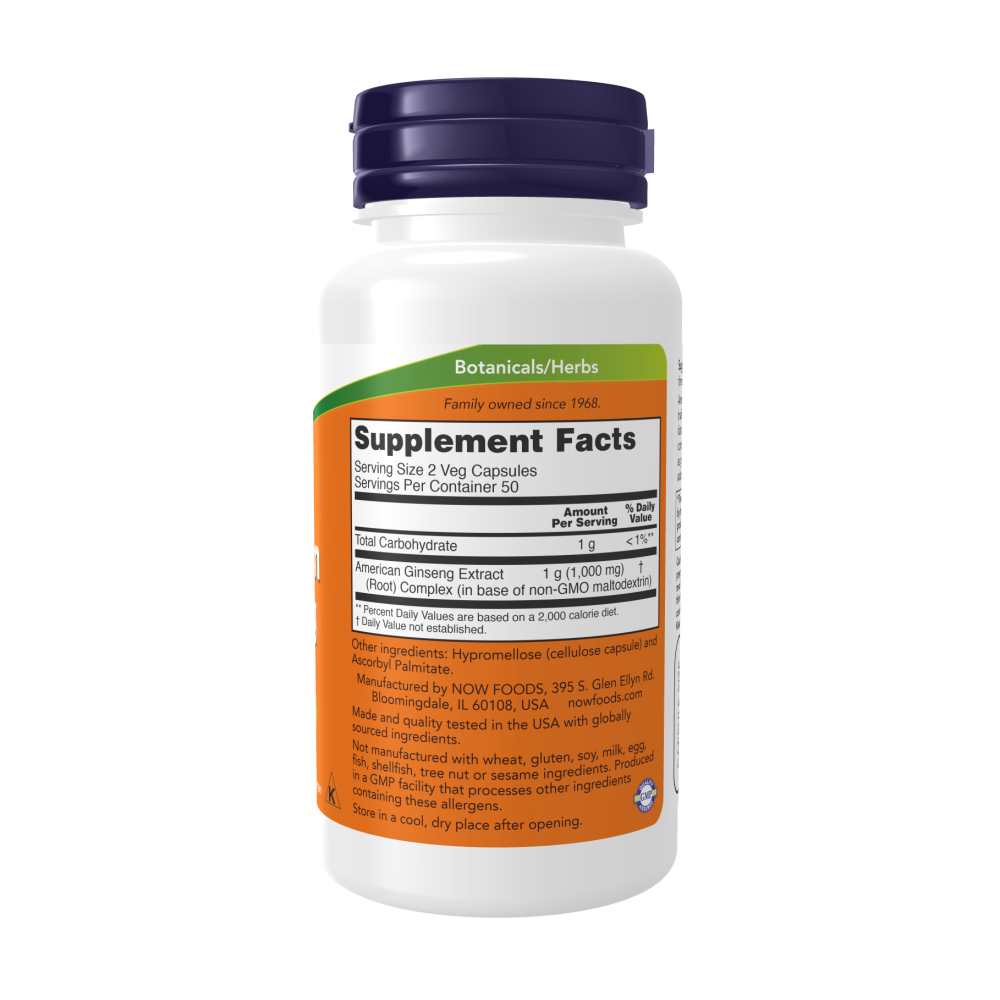 Now Foods American Ginseng Extract – Adaptogenic Herb – 100 Veg Capsules thumbnail 2