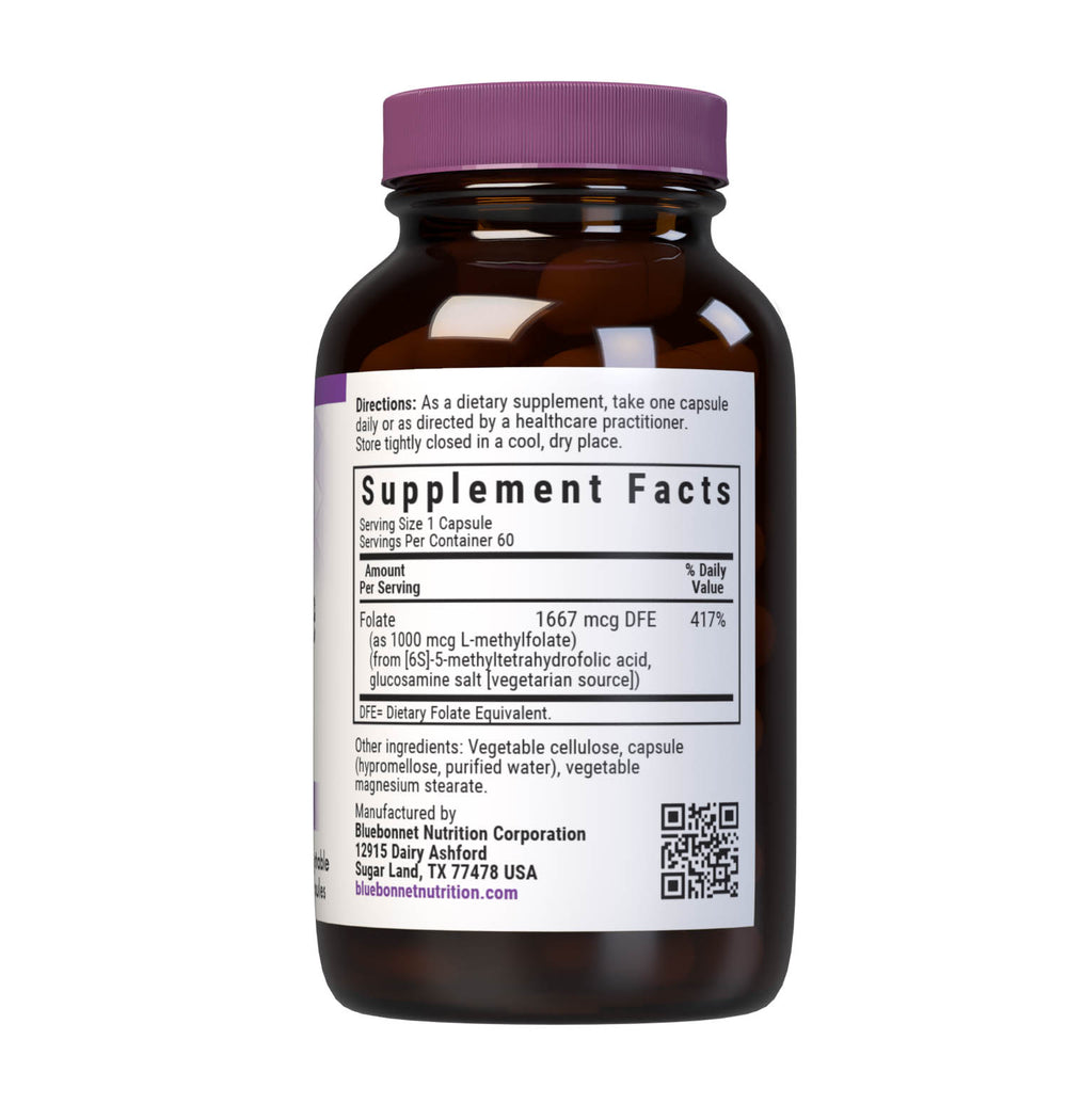 Bluebonnet Nutrition Cellular Active Methylfolate 1000 Mcg 60 Caps thumbnail 2