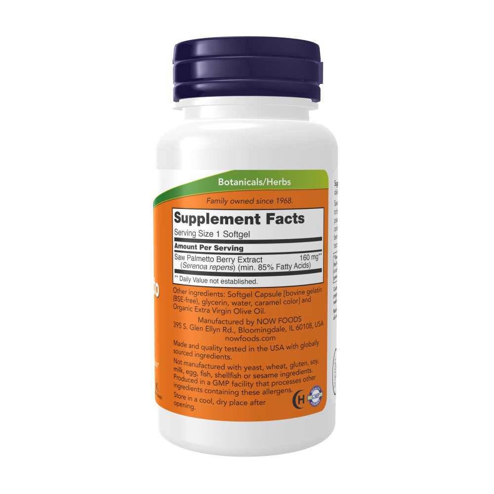 Now Foods Saw Palmetto Extract 160 Mg – Prostate Support – 120 Softgels thumbnail 3