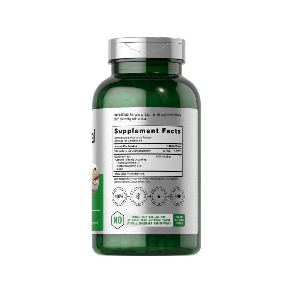 Horbäach Nutritional Yeast with Vitamin B-12 3000mg per Serving | 500 Tablets thumbnail 2