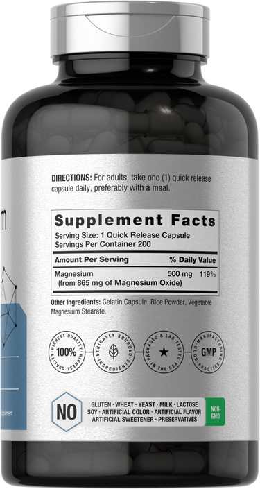 Horbäach Magnesium Oxide 865mg | 200 Capsules thumbnail 2