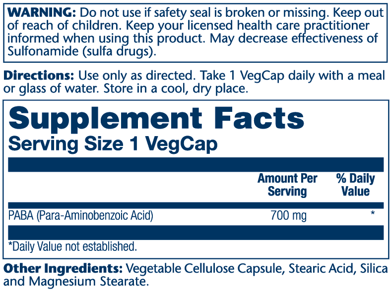 Solaray Paba, Timed-Release 700mg 100 Caps thumbnail 2