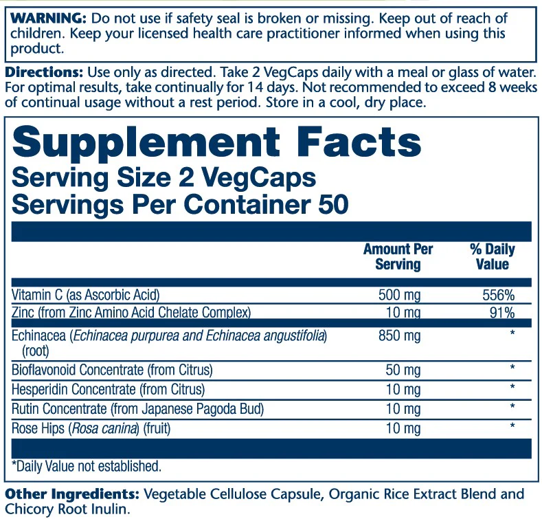 Solaray Echinacea Root with Vitamin C 850mg 100 Caps thumbnail 2