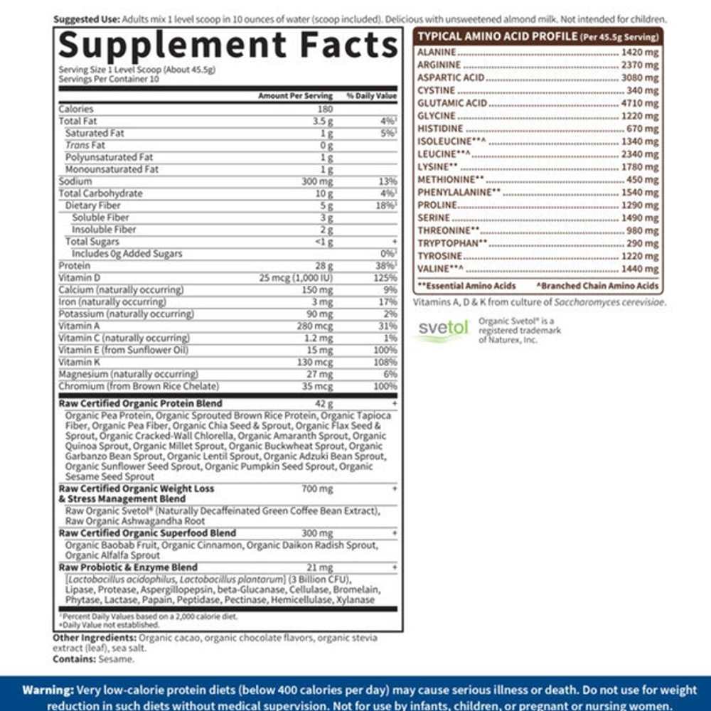 Garden of Life Raw Organic Fit Protein Powder - Chocolate 455g thumbnail 2