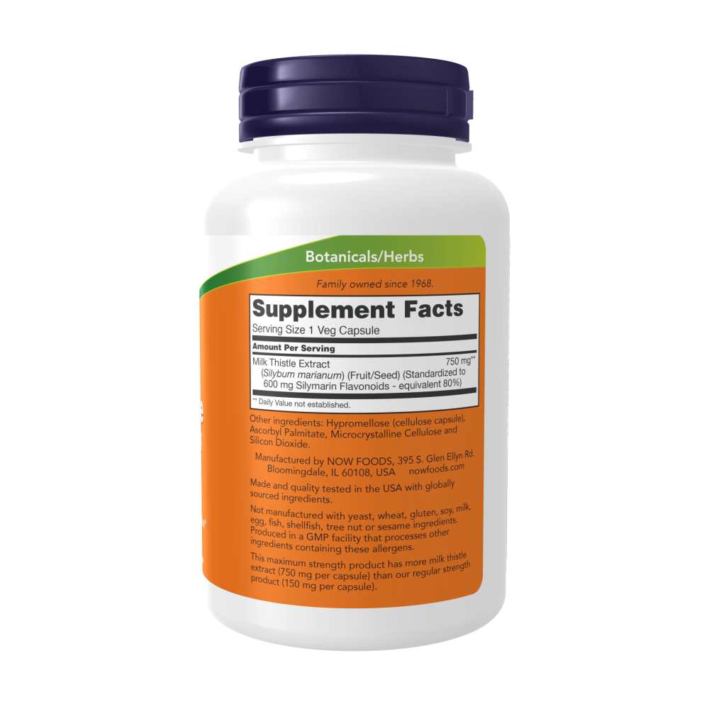 Now Foods Milk Thistle Extract 750 Mg – Maximum Strength Liver Detox – 90 Veg Capsules thumbnail 2