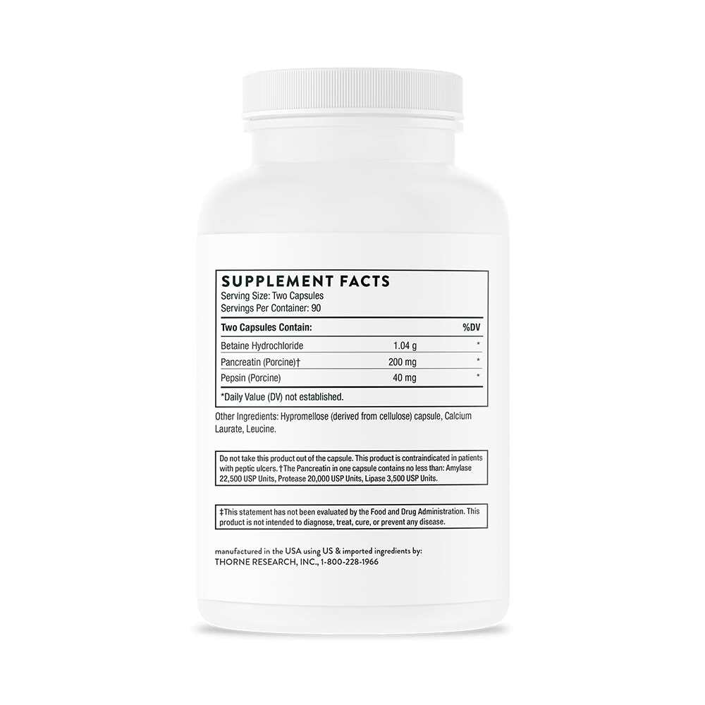 Thorne Multi Enzyme – Digestive Support with Betaine, Pancreatin & Pepsin thumbnail 2