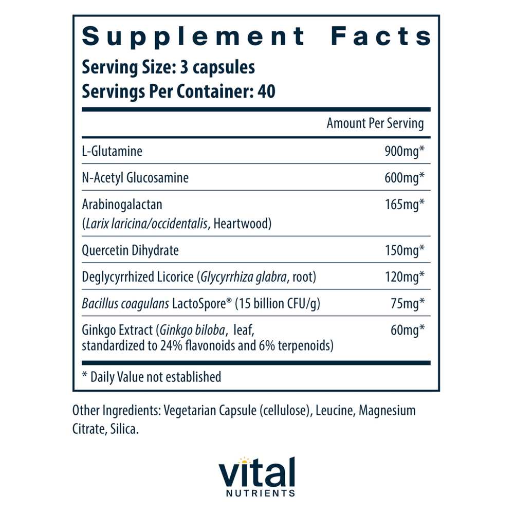 Vital Nutrients Gi Repair Nutrients – 120 Capsules thumbnail 2