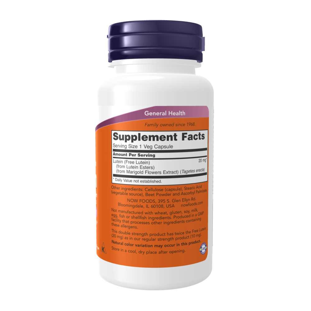 Now Foods Double Strength Lutein 20mg – Eye & Macular Health Support – 90 Veg Capsules thumbnail 2