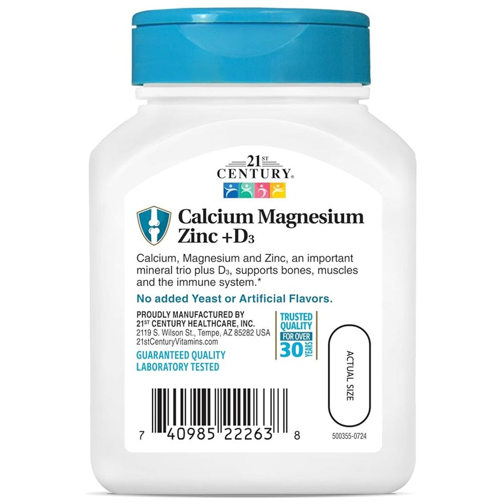 21st Century Calcium Magnesium Zinc + D3 90 Tablets thumbnail 3