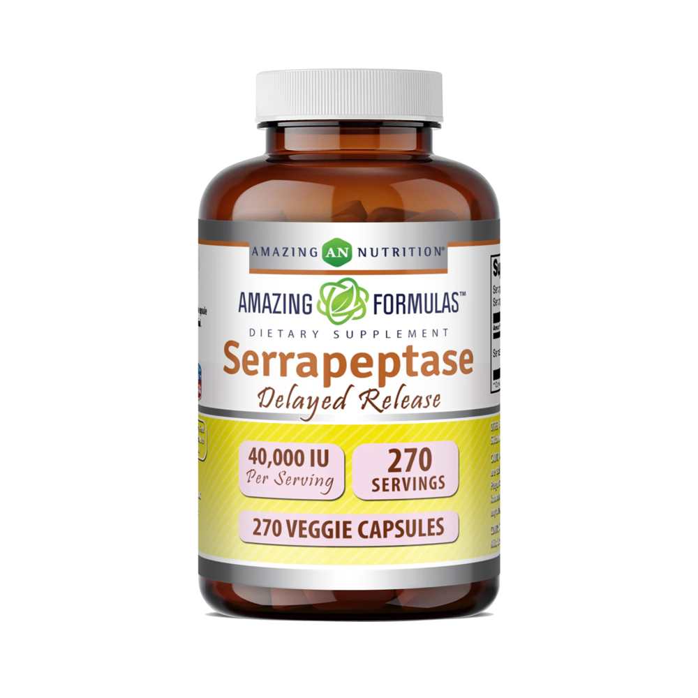 Amazing Formulas Serrapeptase Delayed Release 40000 Iu 270 Veggie Capsules