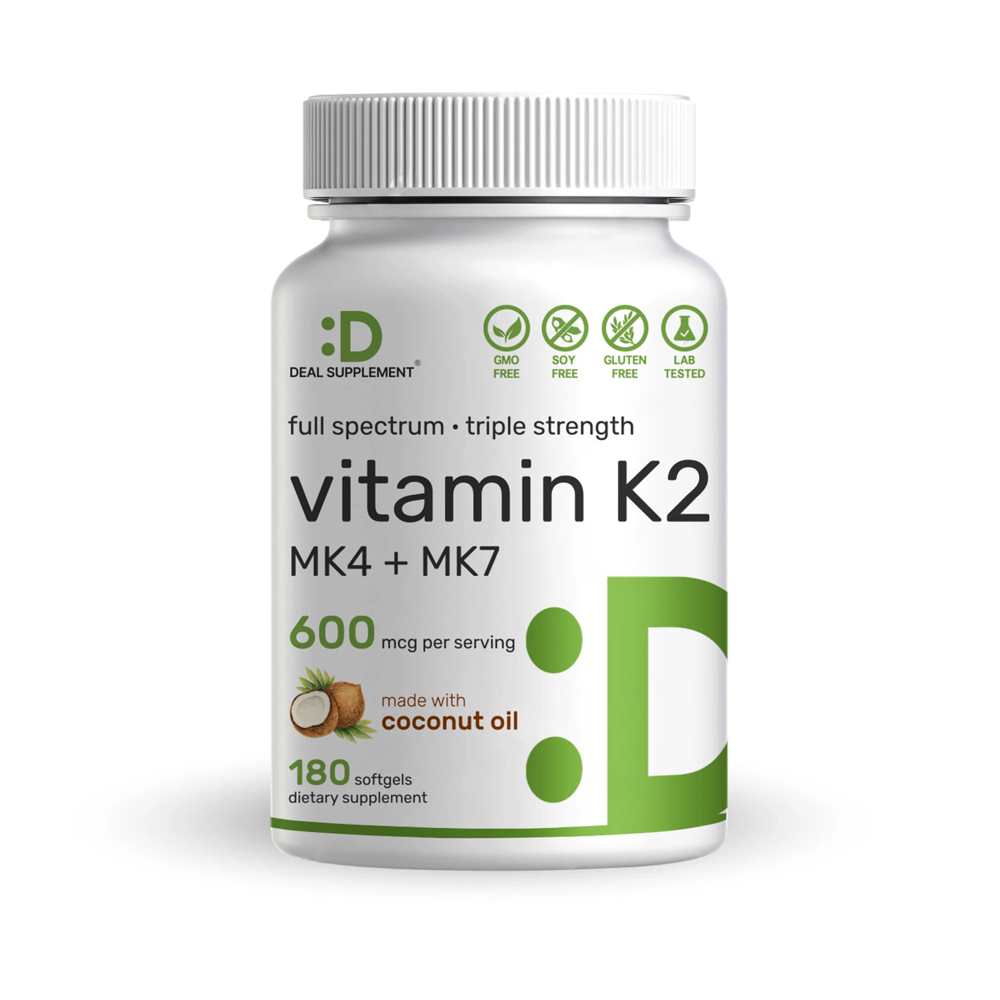 Deal Supplement Vitamin K2 600mcg, 180 Virgin Coconut Oil Softgel