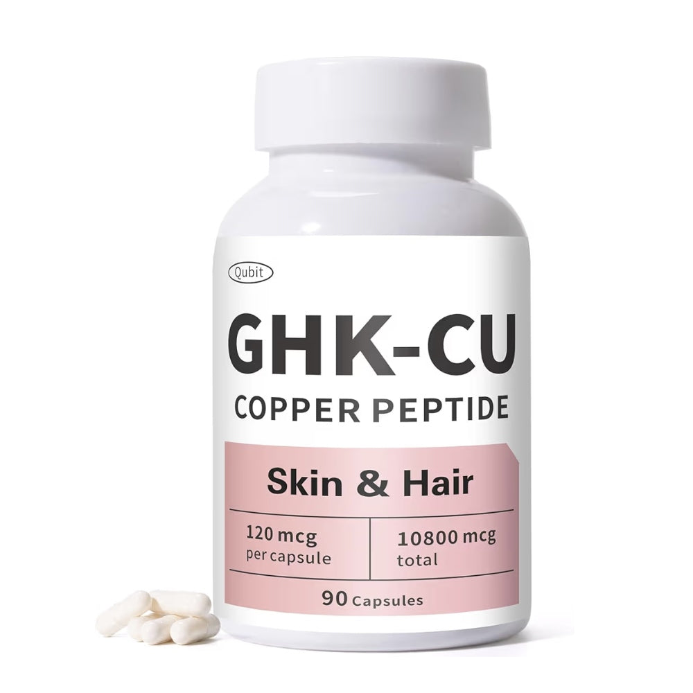 QUBIT GHK-Cu Copper Peptide Supplement for Skin & Hair, Easy 90 Capsules