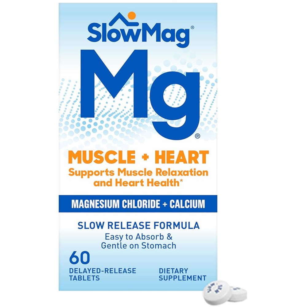 SlowMag Mg Muscle + Heart Support – Magnesium Chloride + Calcium
