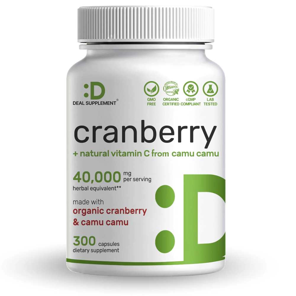 Deal Supplement Cranberry Pills 40,000mg Per Serving with Camu Camu, 300 Capsule