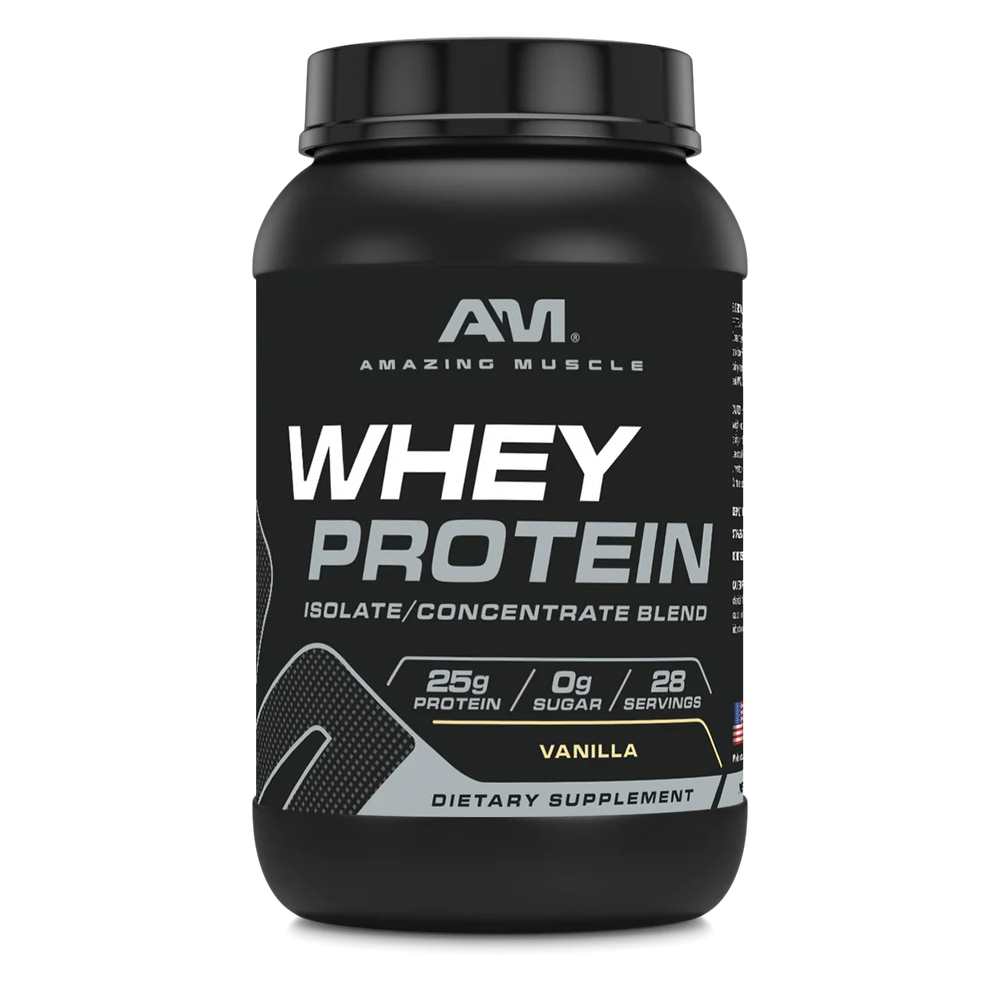 Amazing Muscle Whey Protein Isolate & Concentrate Powder Vanilla Flavor