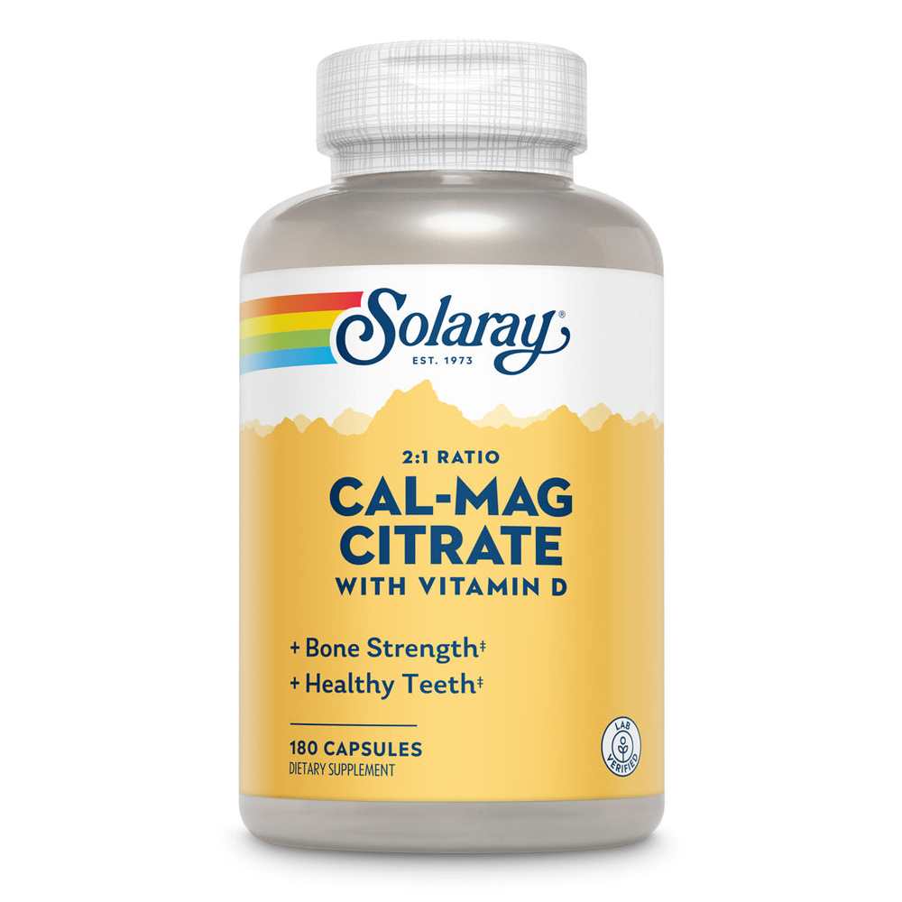 Solaray Calcium & Magnesium Citrate W/ Vitamin D-3, 2:1 Ratio 180 Caps