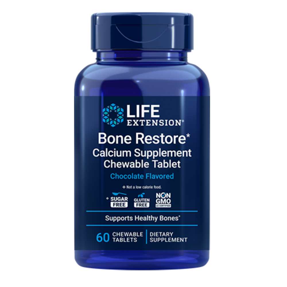 Life Extension Bone Restore Calcium (Chocolate) – 60 Chewable Tablets