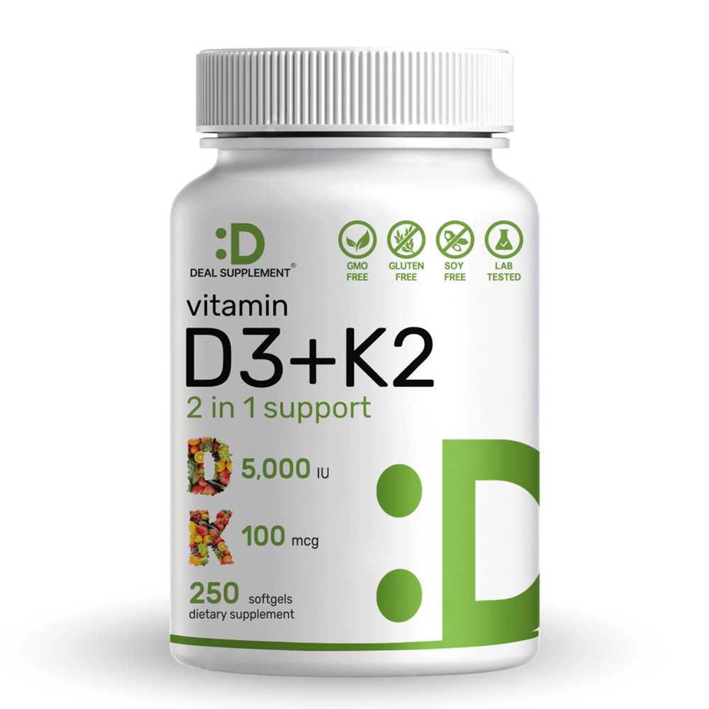 Deal Supplement Vitamin D3 K2 5000IU 250 Softgels