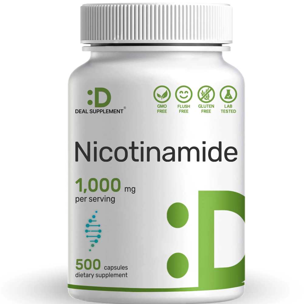 Deal Supplement Nicotinamide Vitamin B3 1,000mg Per Serving, 500 Capsules
