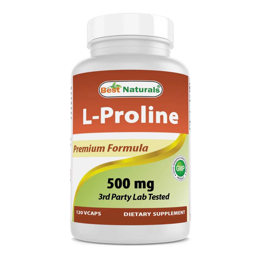 Best Naturals L-Proline 500 mg 120 Vegetarian Capsules