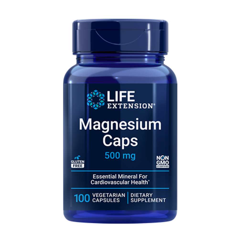 Life Extension Magnesium Caps 500 Mg, 100 Vegetarian Capsules