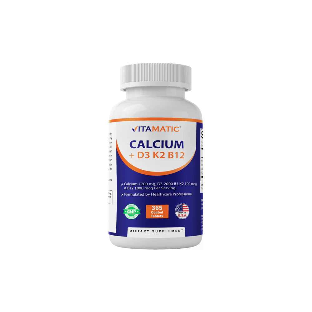 Vitamatic Vitamatic Calcium Supplement 1200mg with D3, K2 & B12 365 Coated Tablets