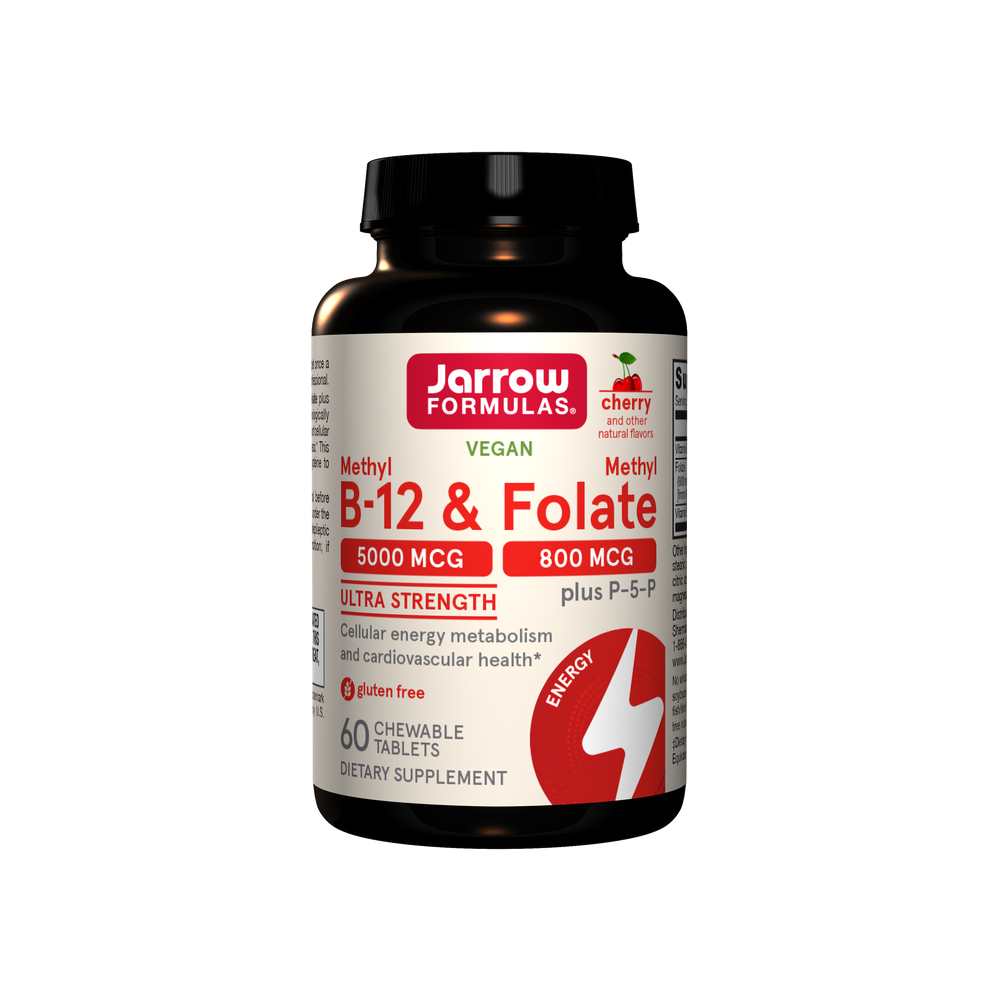 Jarrow Formulas Methyl B-12 & Methyl Folate Cherry 60 Tabs
